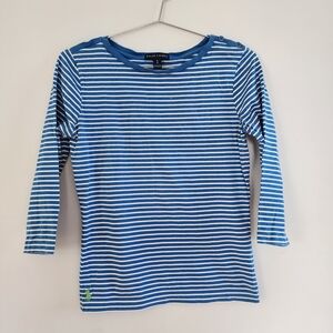 Ralph Lauren Striped Boatneck Pima Cotton Top Sz Small Nautical Sailor Quiet Lux